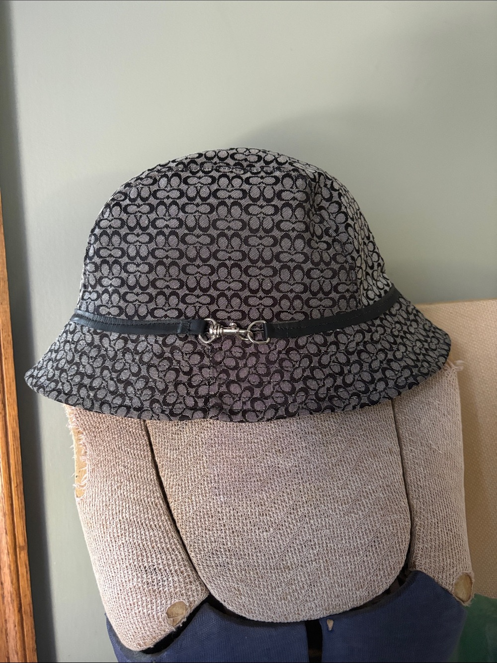 Coach Black & Gray Signature Bucket Hat